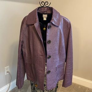 Chico’s Purple leather jacket / coat | size medium | button up